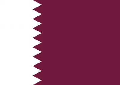 Flag of Qatar: featuring a maroon field with a broad white serrated band of nine points on the hoist side, this design represents Qatar’s rich heritage and distinct identity.