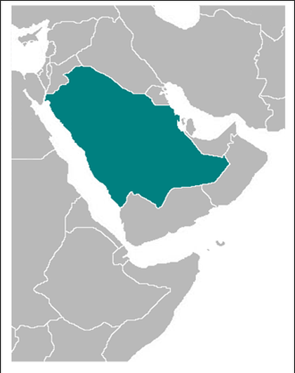 Two tone map of Saudi Arabia