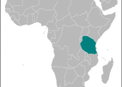 Two tone map of Tanzania